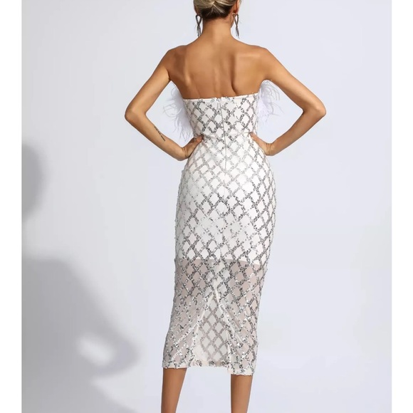 White Feather/Sequin Dress - Picture 3 of 4